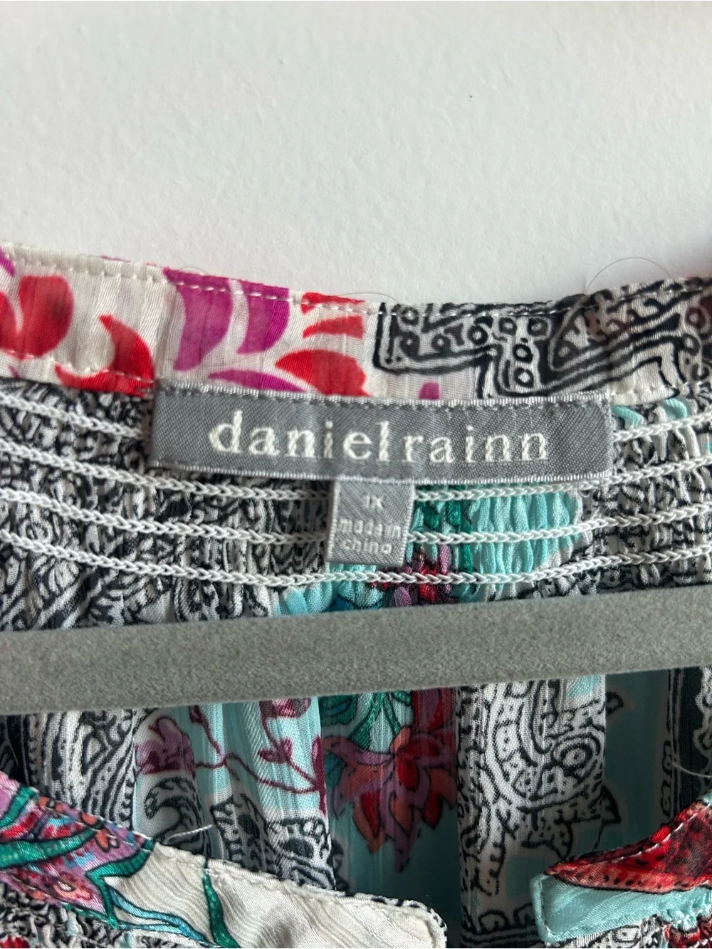Daniel Rainn 1X Aqua & Pink Floral Paisley Peasant Blouse - Picture 4 of 15